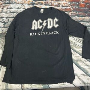 AC DC Back in Black‎ XL Black Logo AAA Tag 2005 Vtg Distressed